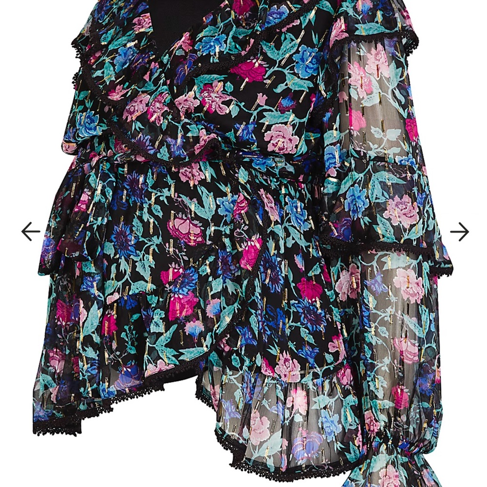 Floral Ruffle Sheer Blouse